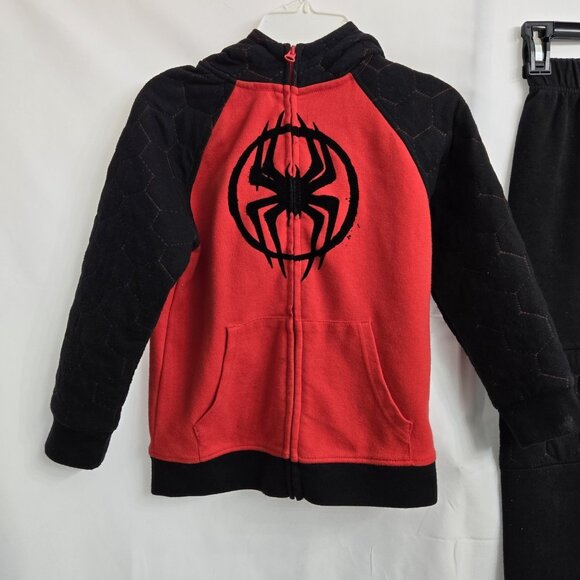 Boys Small 6-7 Marvel Spider-Man Zip up Lined Hoodie And Pants Set Miles Morales - Picture 2 of 7